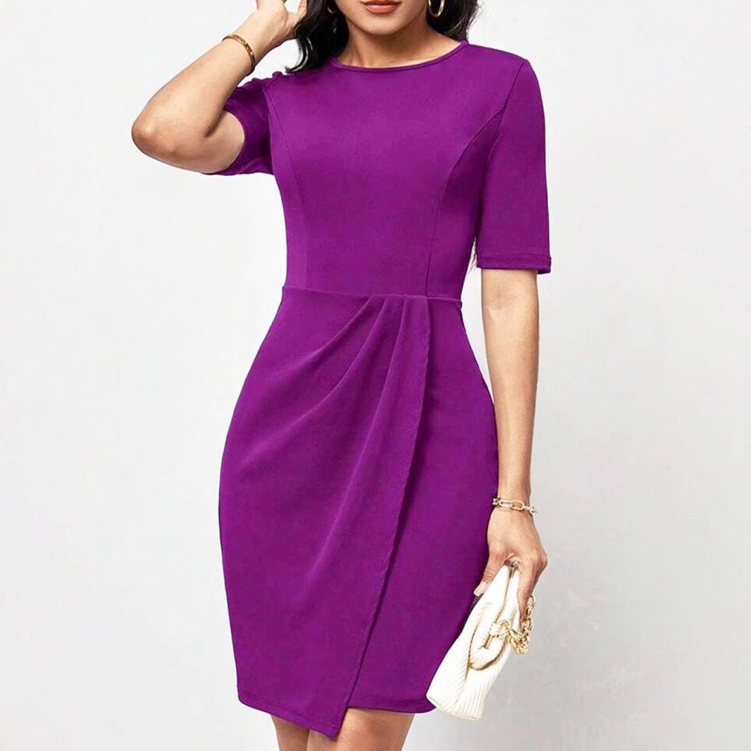 Dame Elegant Draperet Bodycon Kjole Stilla