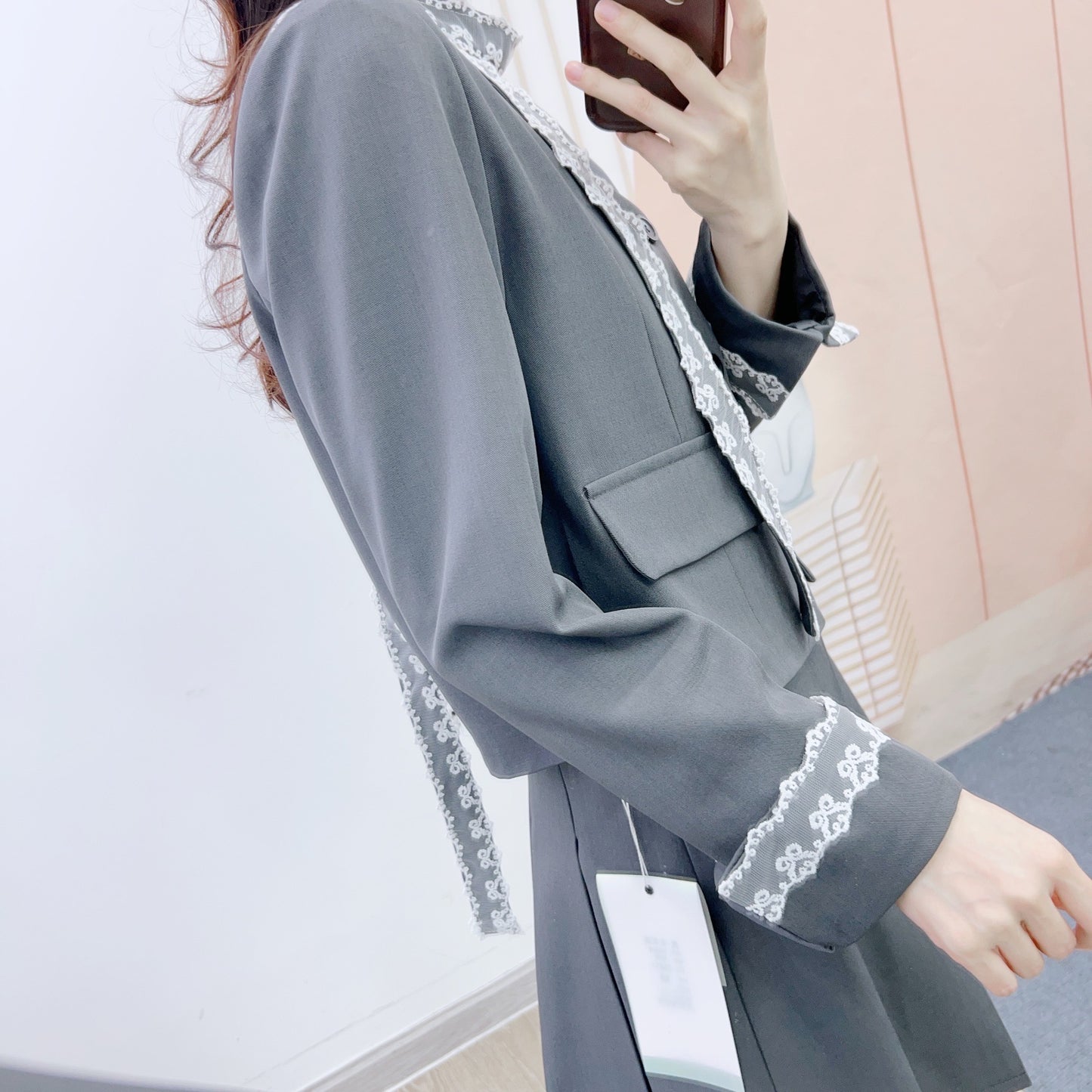 Dame elegant blazer sæt med flettet detalje Stilla