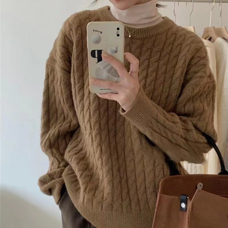 Femme Cozy Kabelstrik Pullover Sweater Stilla