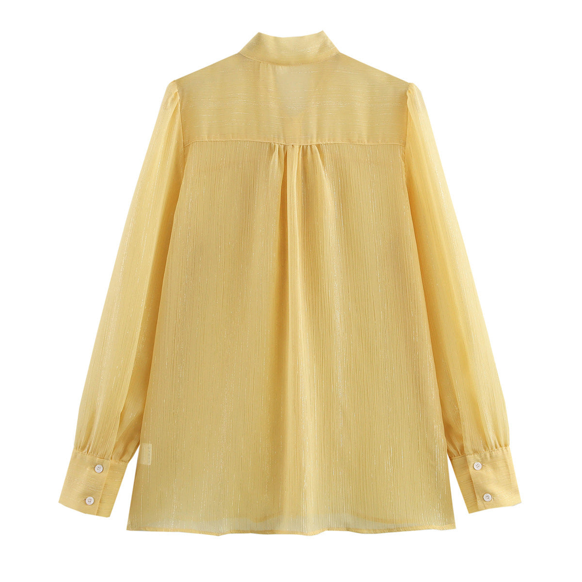 Dame Elegant Bluse med Bindebånd og fin Struktur Stilla