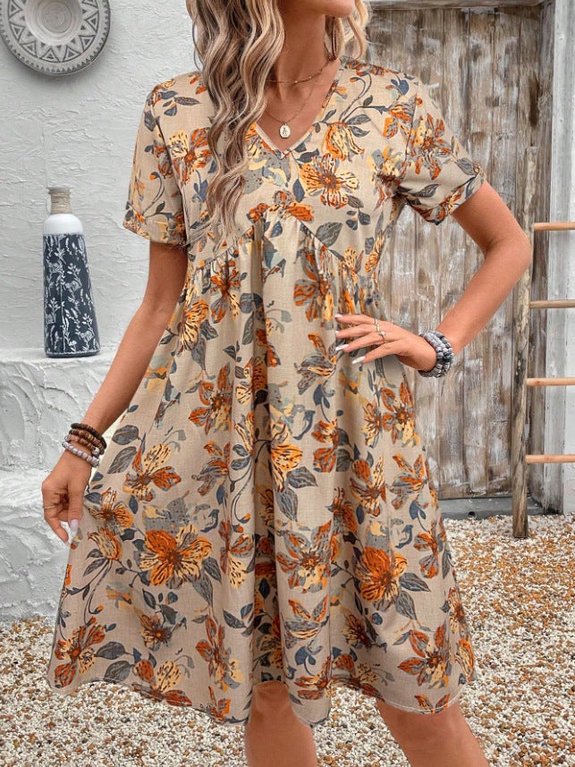 Dame afslappet kjole med voluminøs pasform og blomstret design Stilla