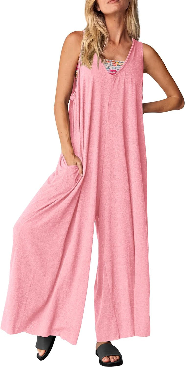 Dame jumpsuit i blødt materiale med sidelommer Stilla