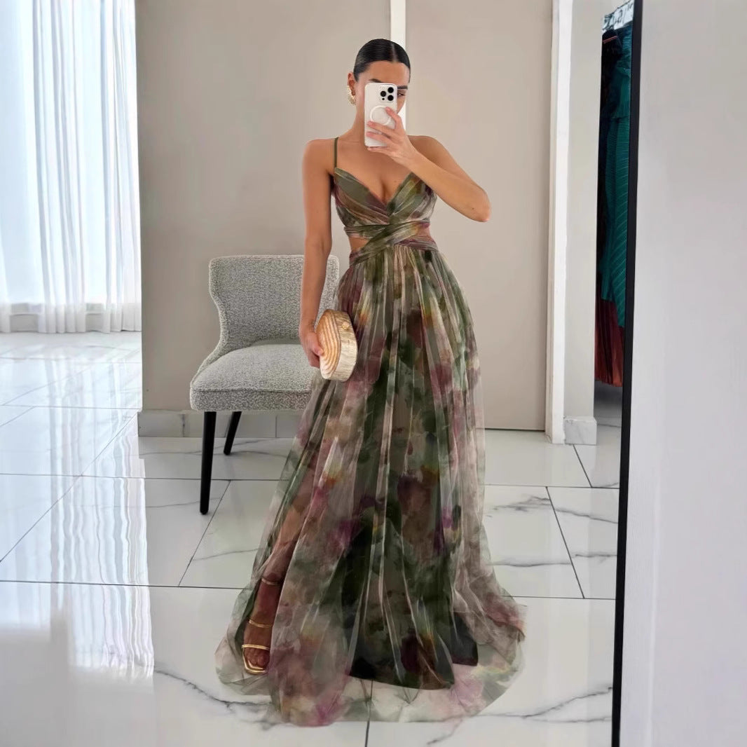 Dame Elegant Floral Maxi Kjole Stilla