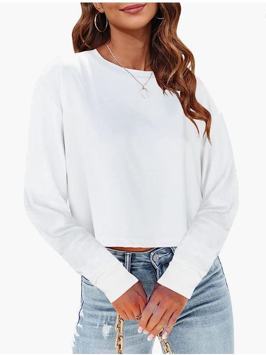Dame Cropped Langærmet T-shirt med Pufærmer Stilla
