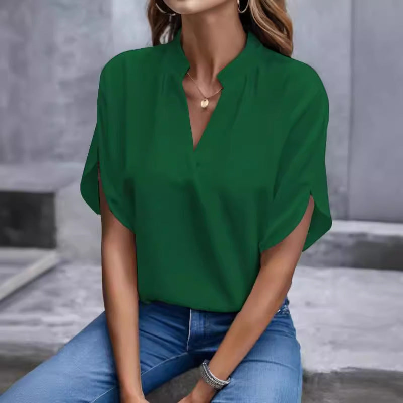 Dame elegant bluse med kortærmet Stilla