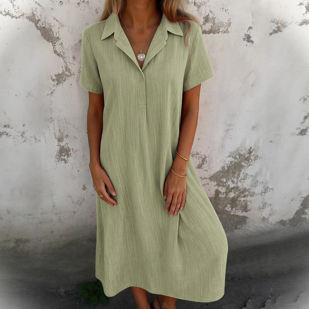 Dame afslappet skjortekjole lavet af åndbart materiale Stilla