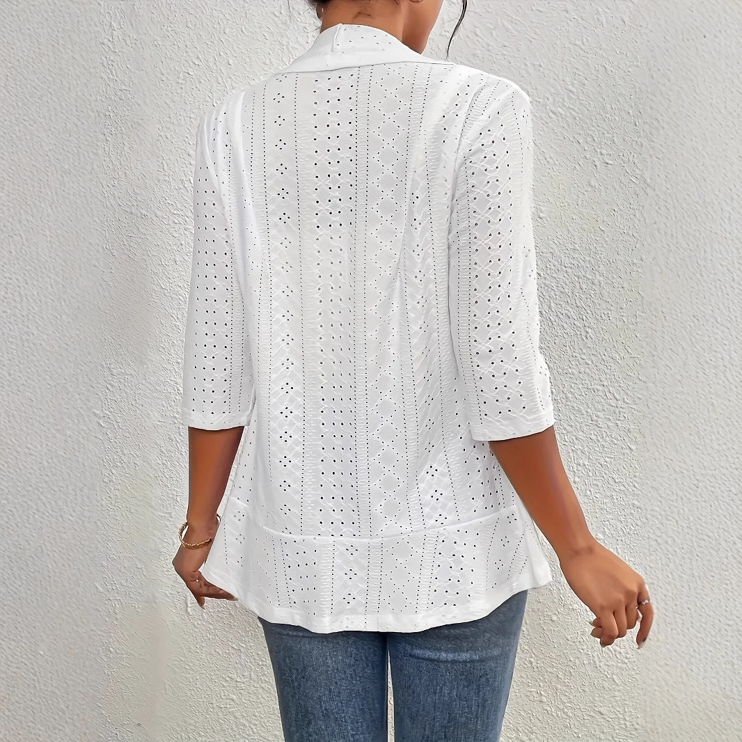 Dame Elegant Blazerjakke med perforeret design og figursyet snit Stilla