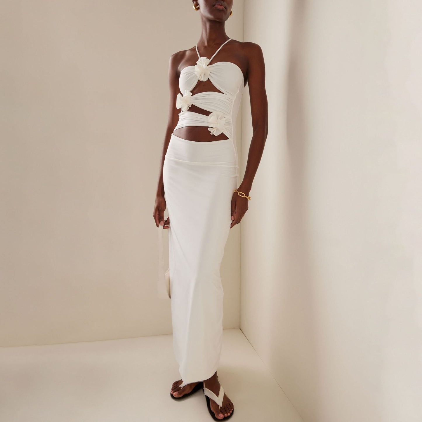 Dame Elegant Aftenkjole med raffineret indpakningslook og florale detaljer Stilla