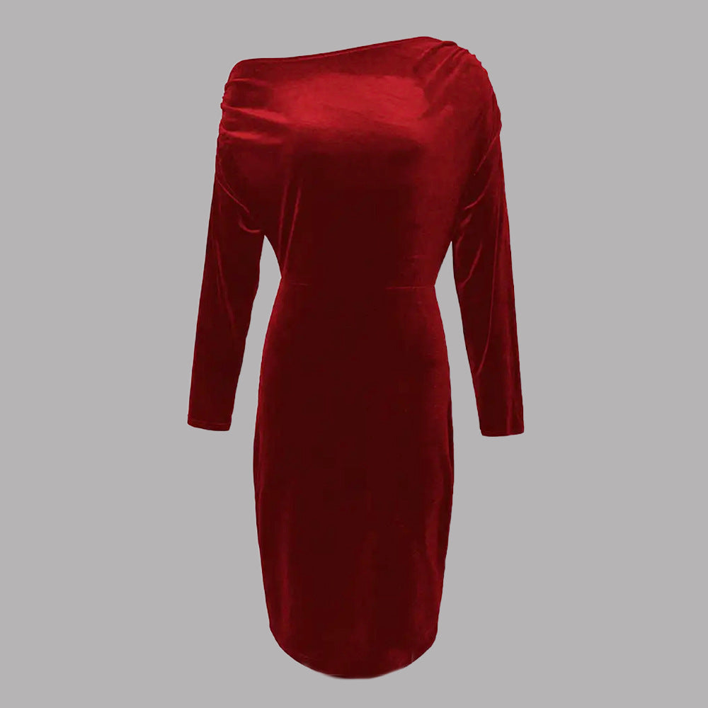 Dame elegant indpakket kjole med asymmetrisk udskæring og figursyet silhuet Stilla