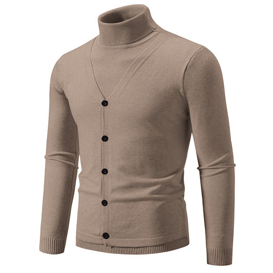 Herrer cardigan med højstående krave og knaplukning Stilla