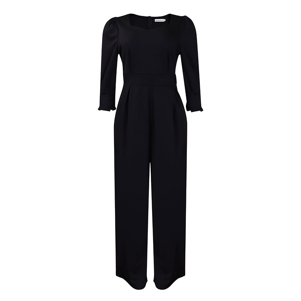 Dame Elegant Jumpsuit med lange ærmer og taljering Stilla