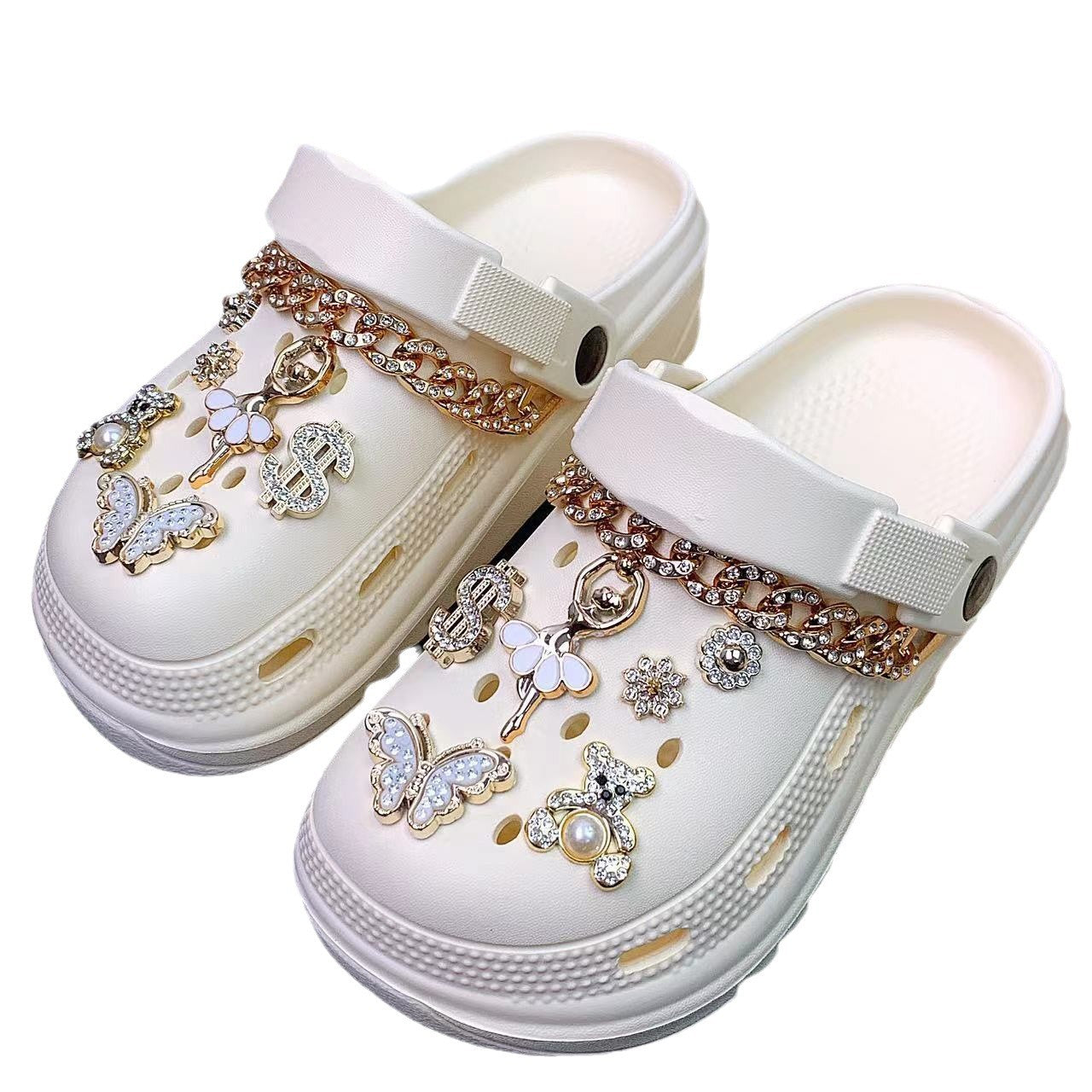 Dame Dekorerede Clogs med Glamourøse Smykke Detaljer Stilla