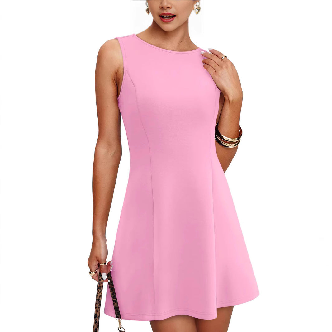 Dame Elegant A-linje Kjole med Rund Halsudskæring og Moderne Snit Stilla