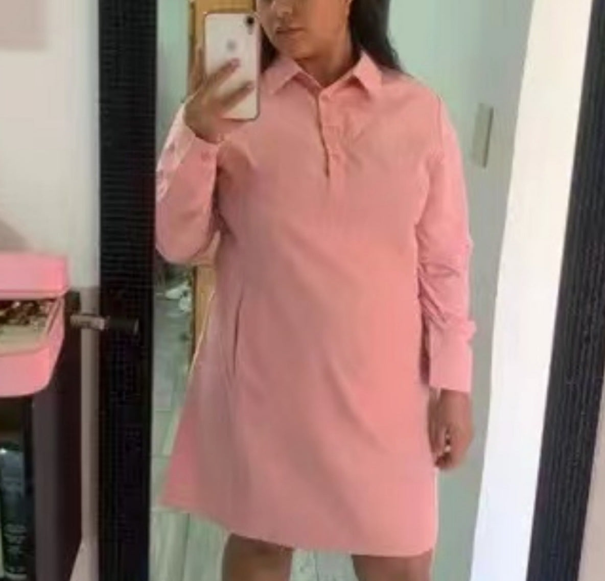 Dame afslappet linnedragt med knaplukning og praktiske lommer Stilla