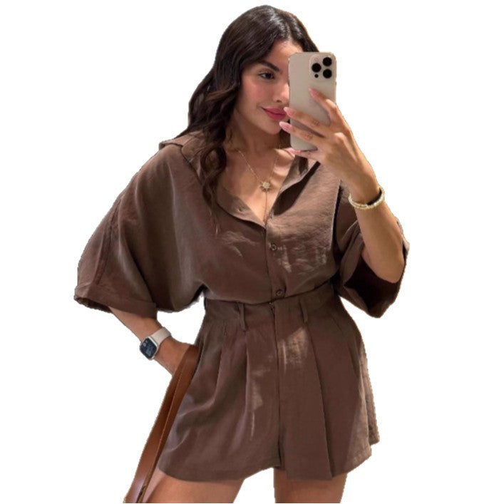 Dame Casual Kortærmet Jumpsuit med tætsiddende snit Stilla