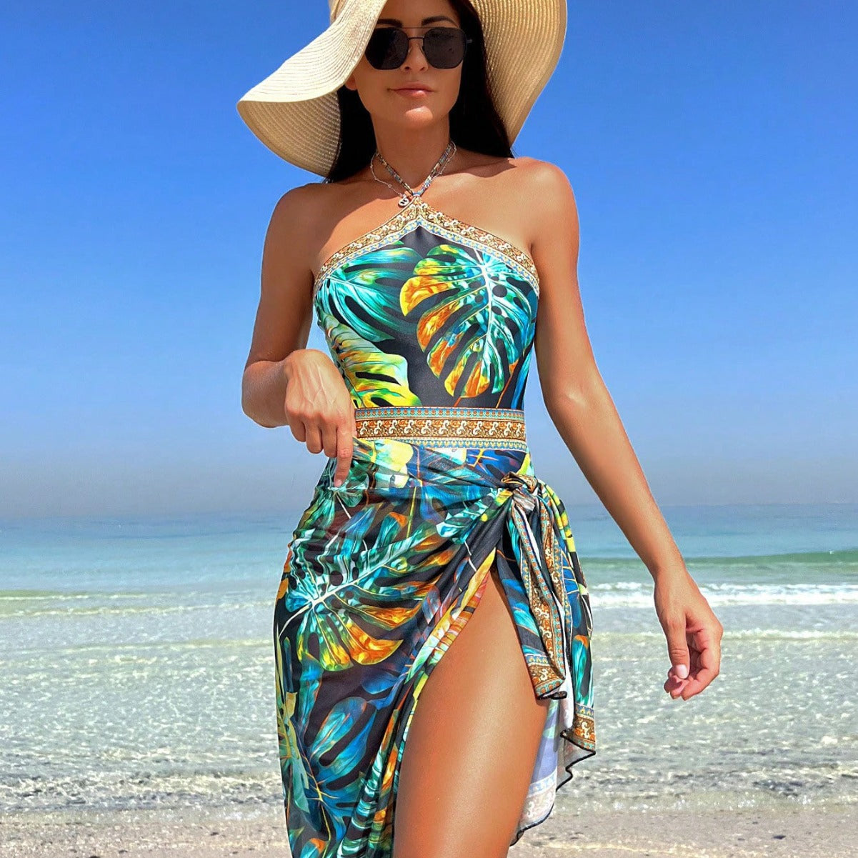 Dame elegant heldragt med blomster kimono-overdel Stilla