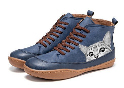 Dame mode sneakers med iøjnefaldende katte design Stilla