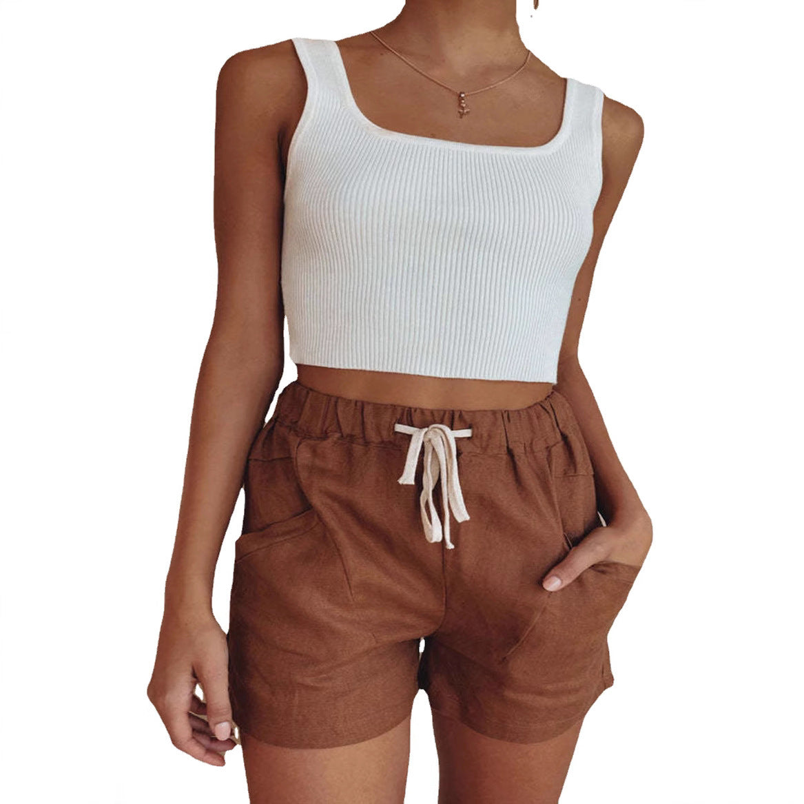 Dame afslappede shorts med elastisk talje og praktiske lommer Stilla