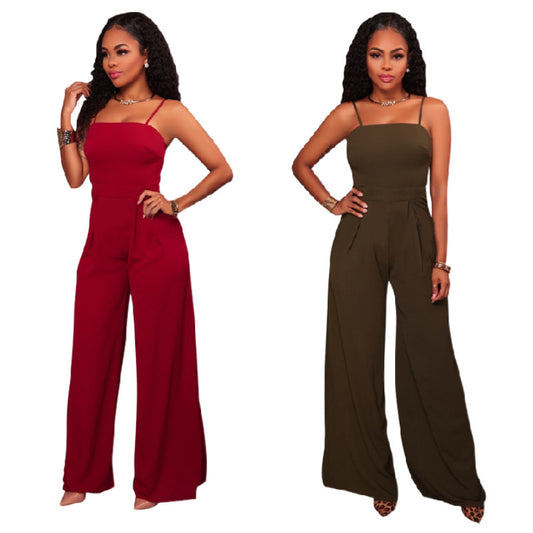 Dame Oversized Jumpsuit med dyb rygudskæring og bredt ben Stilla