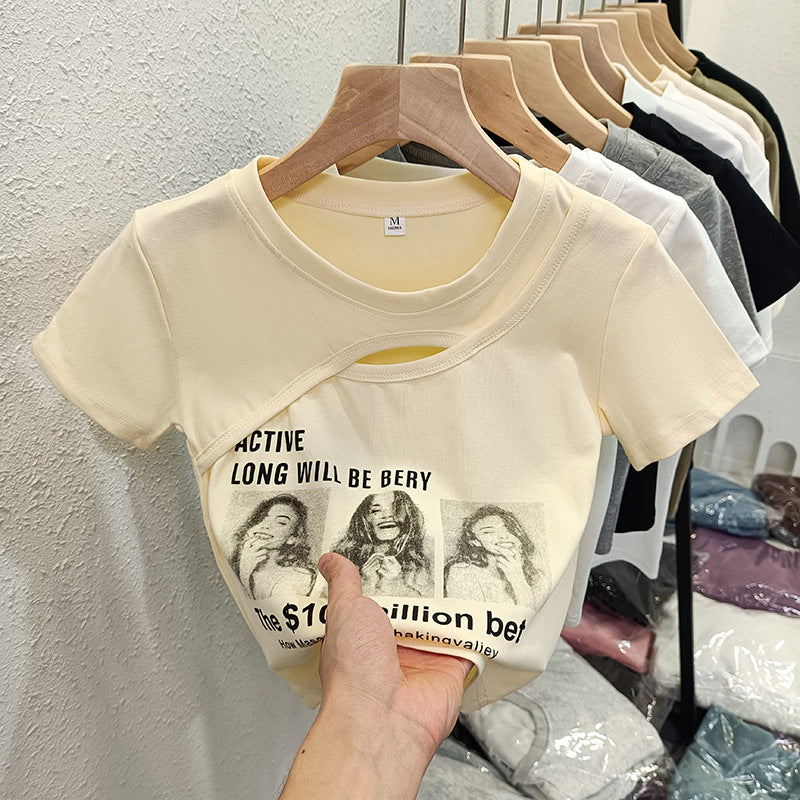 Femme Artistic Cut-Out Grafik T-Shirt Stilla