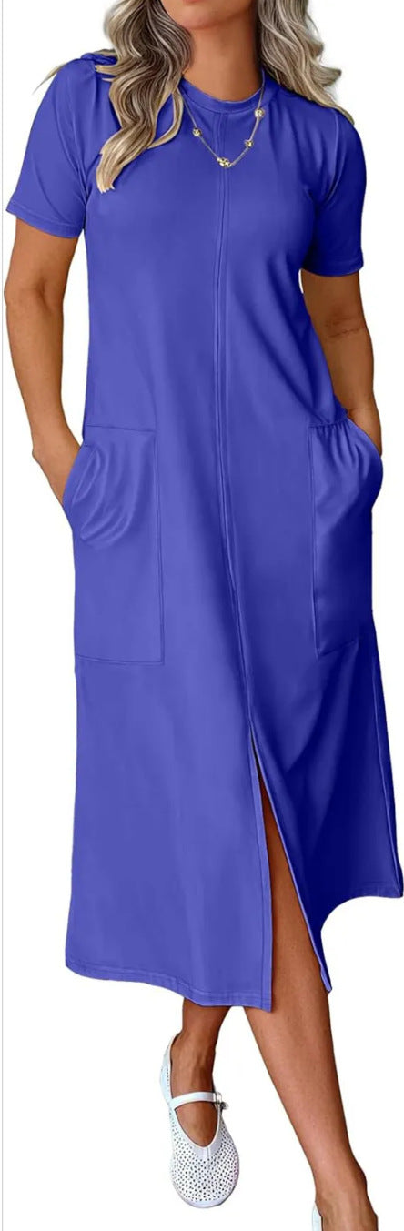 Dame afslappet maxikjole med praktiske lommer og sidelæg Stilla