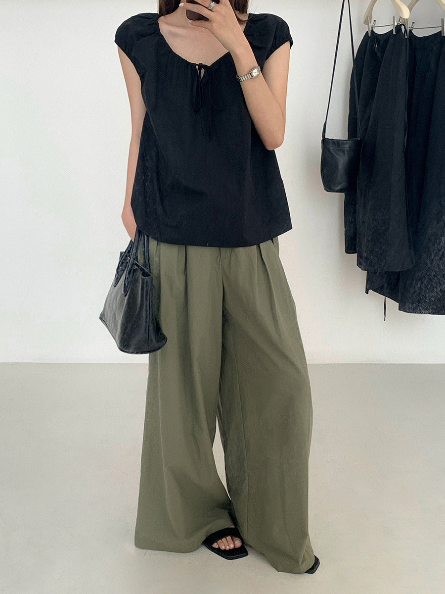 Dame elegant bluse med draperinger Stilla