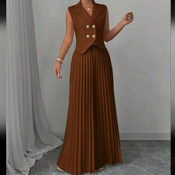 Dame designer-vest med plisserede bukser Stilla