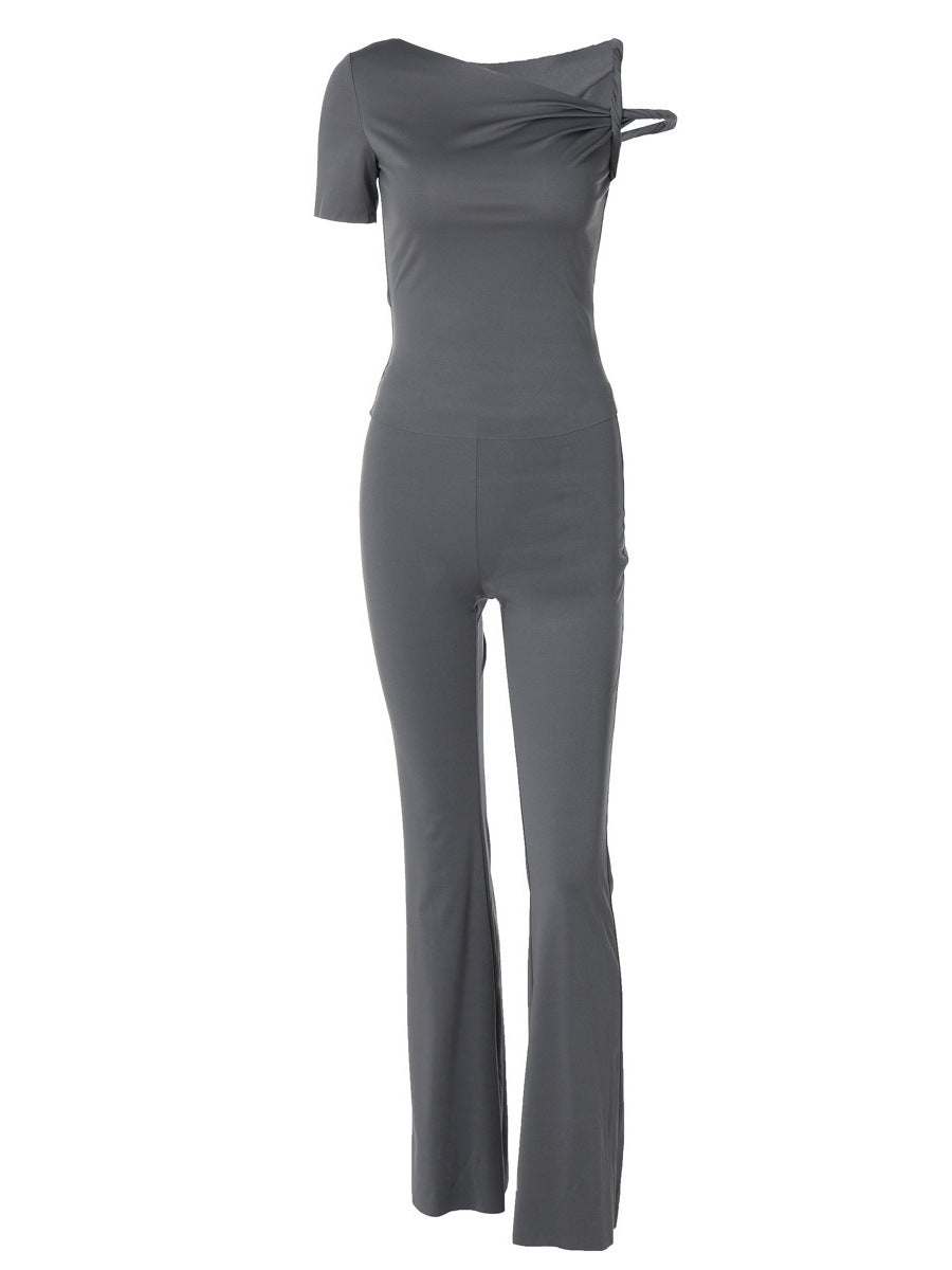 Dame Elegant Langærmet Jumpsuit med innovativt Off-Shoulder-design og figursyet snit Stilla