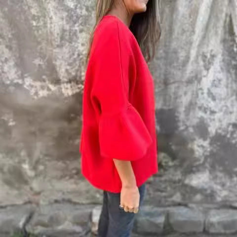 Dame elegant jakke med bred skæring og puffærmer Stilla