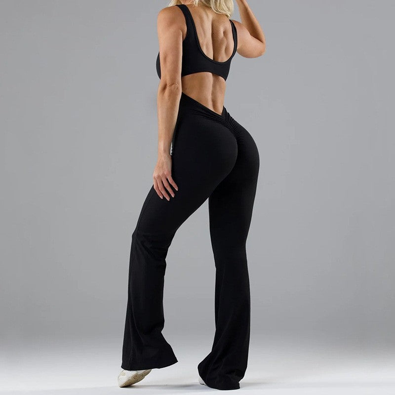 Dame figurtilpasset jumpsuit med vidde ben og moderne stropper Stilla