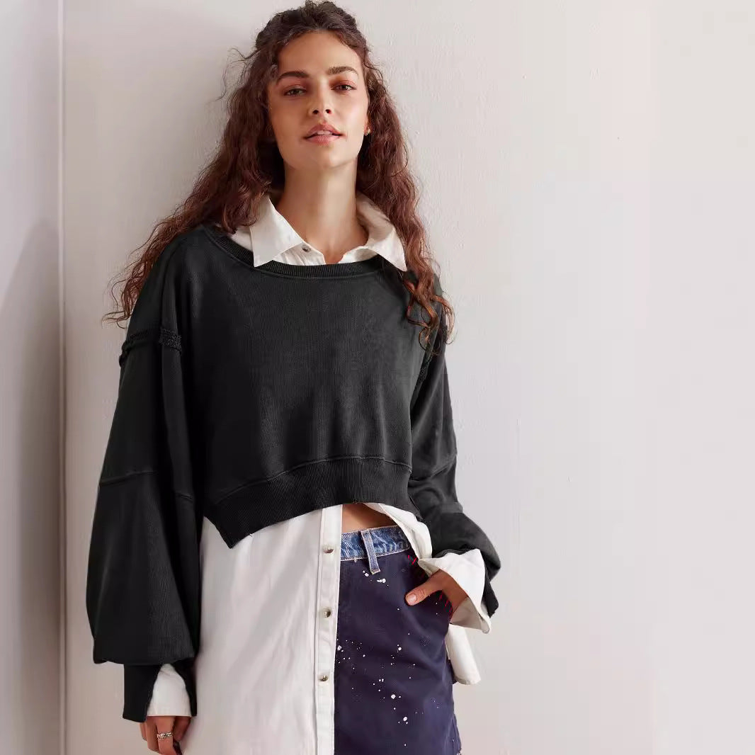 Dame afslappet oversized sweater med voluminøse ærmer og blødt materiale Stilla