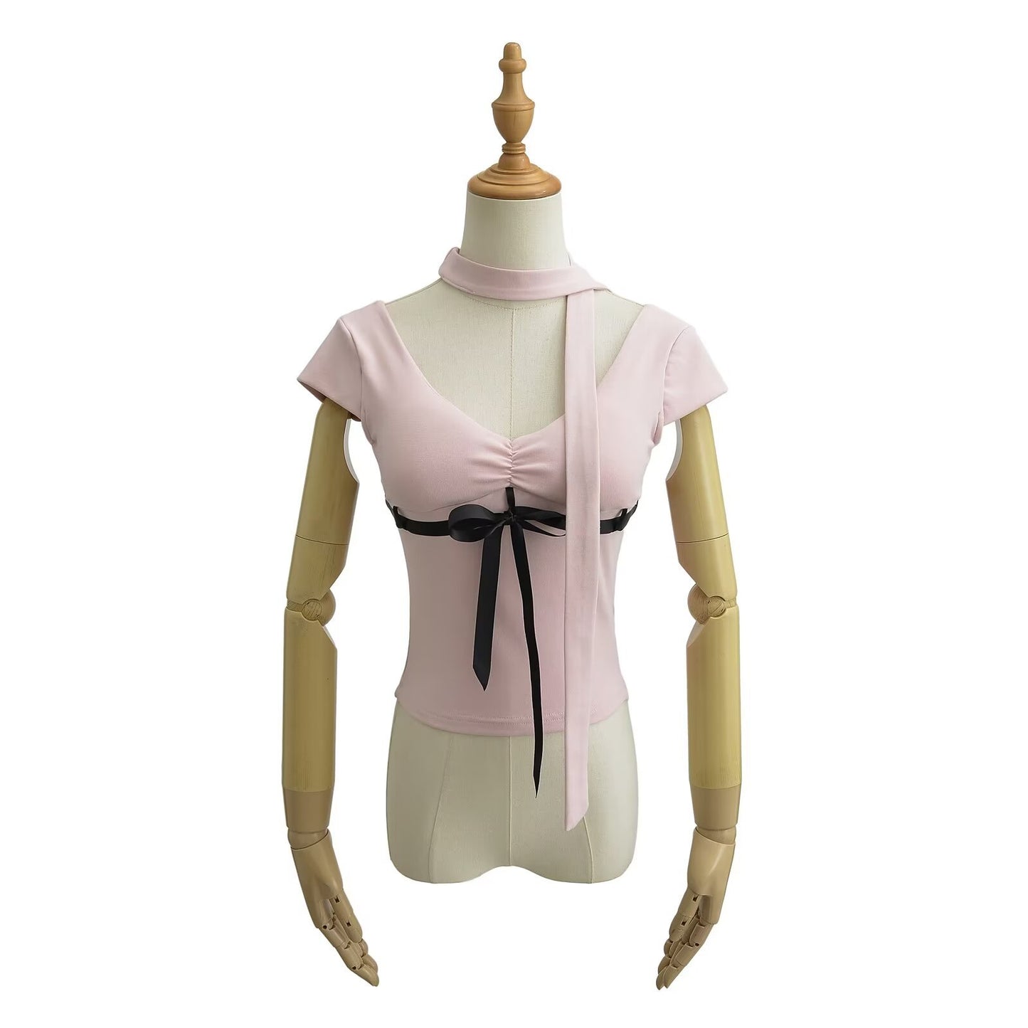 Dame Cut-out top med sødt båndaccent Stilla