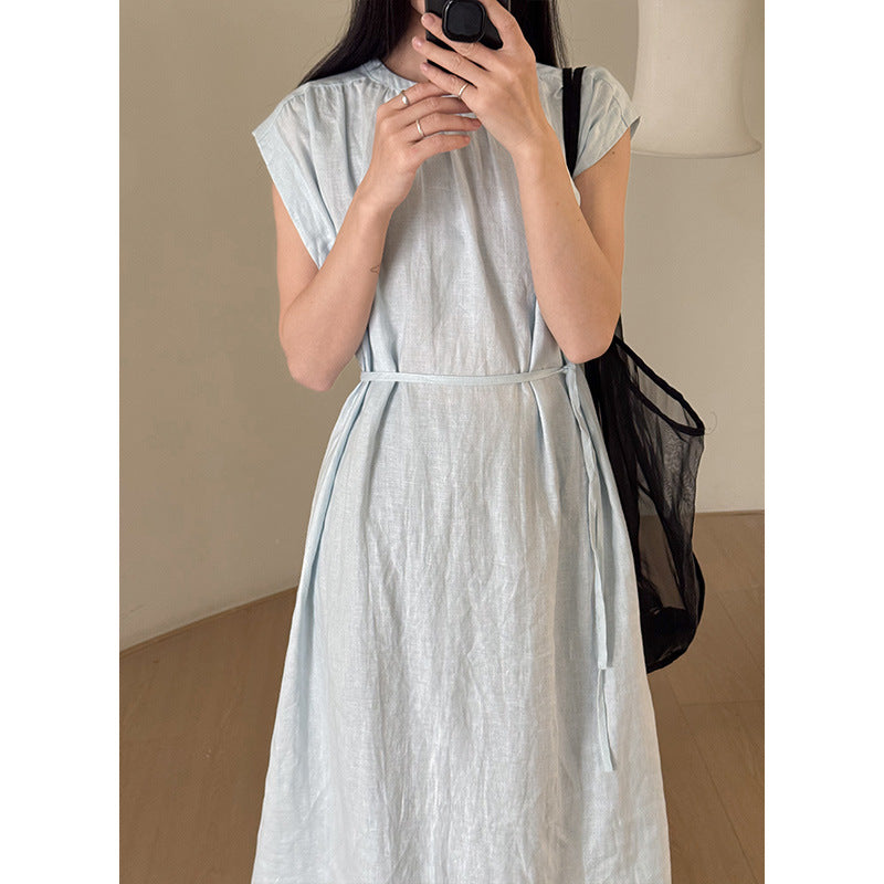 Dame afslappet maxikjole med elastisk taljebånd og justerbart bælte Stilla