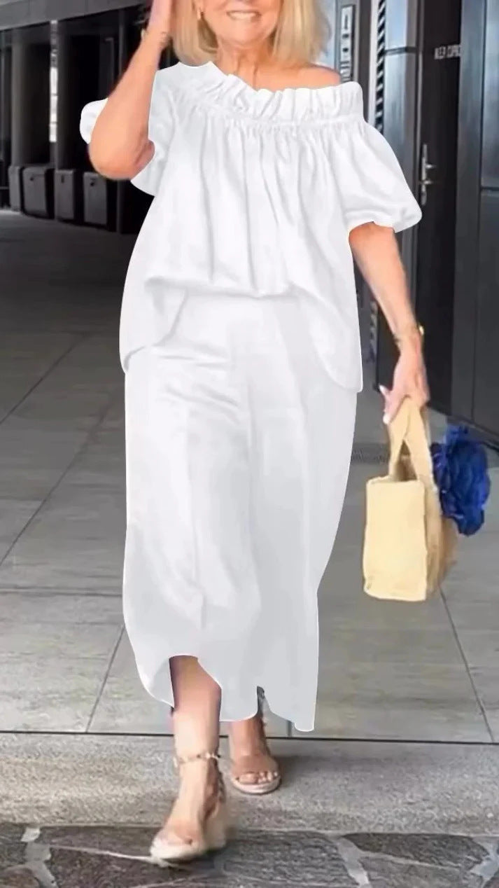Dame luftig jumpsuit-sæt med voluminøse ærmer og raffineret taljering Stilla