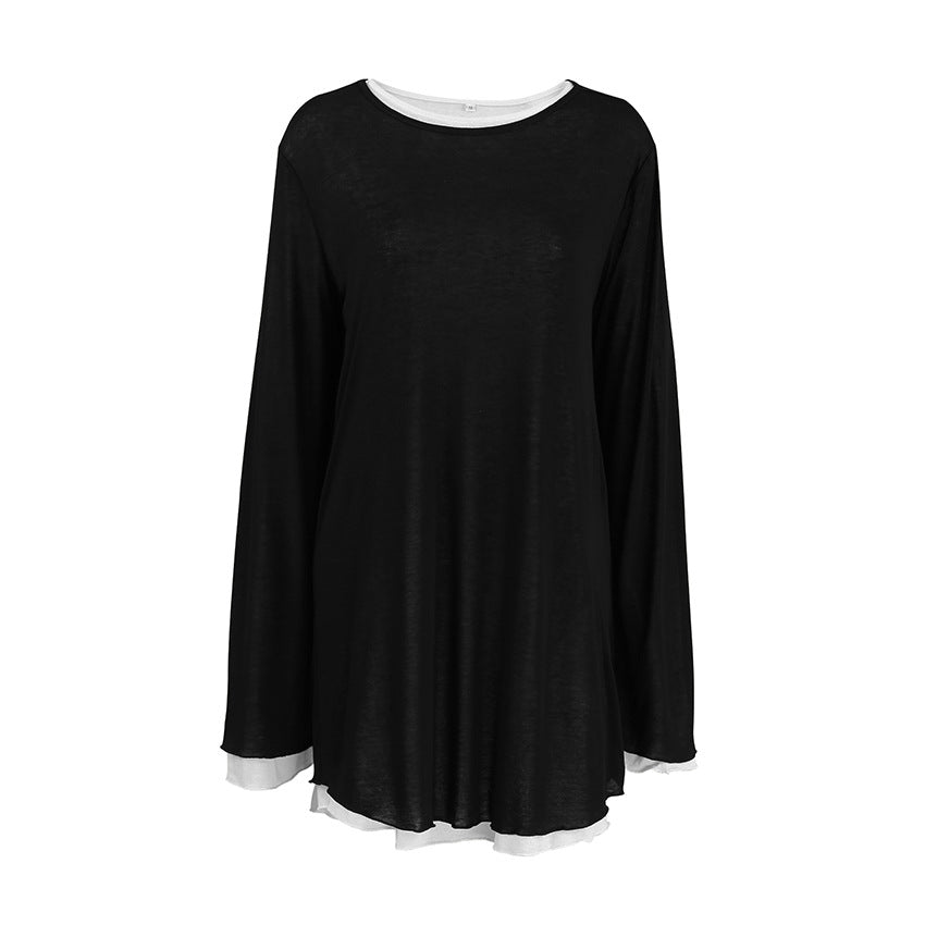 Dame afslappet langærmet sweater med kontrasterende afslutninger Stilla