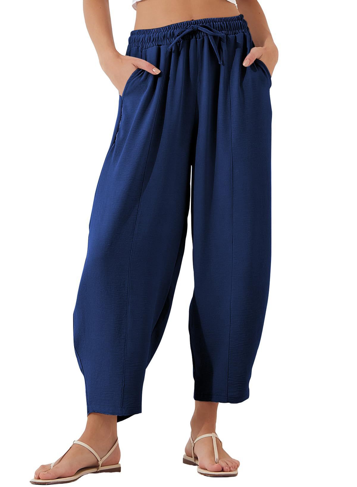 Dame afslappede Palazzo-bukser med praktisk gummibånd og lommer Stilla