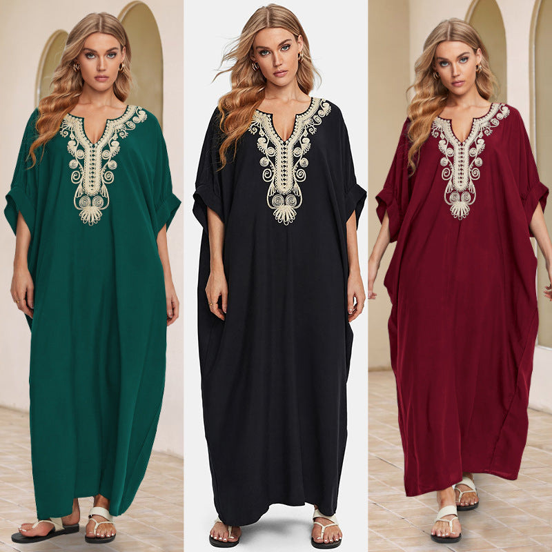 Dame Elegant Kaftan med kunstneriske broderier Stilla