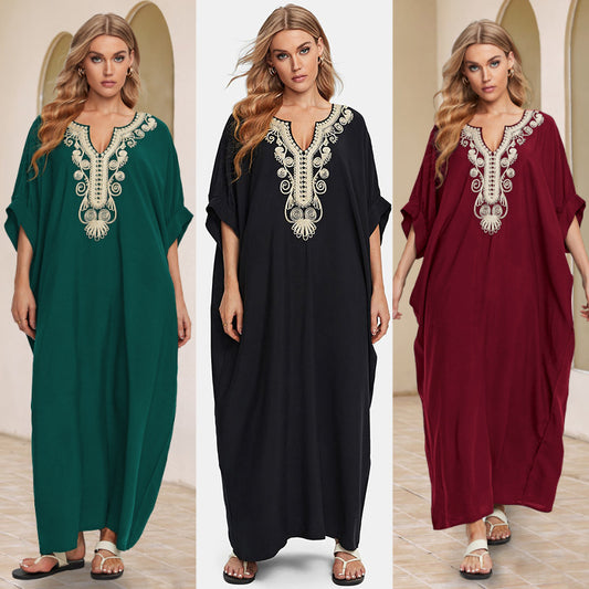 Dame Elegant Kaftan med kunstneriske broderier Stilla