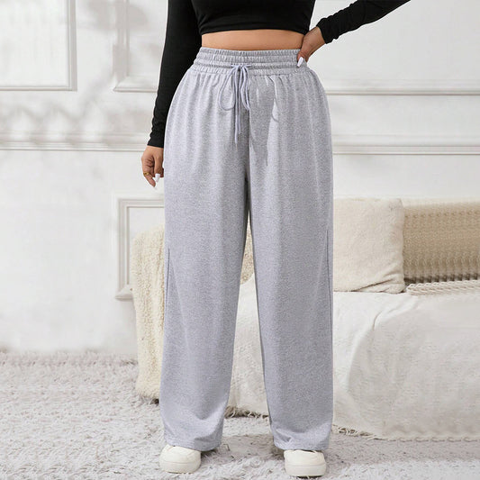Dame afslappede brede joggingbukser med elastisk linning og snor Stilla