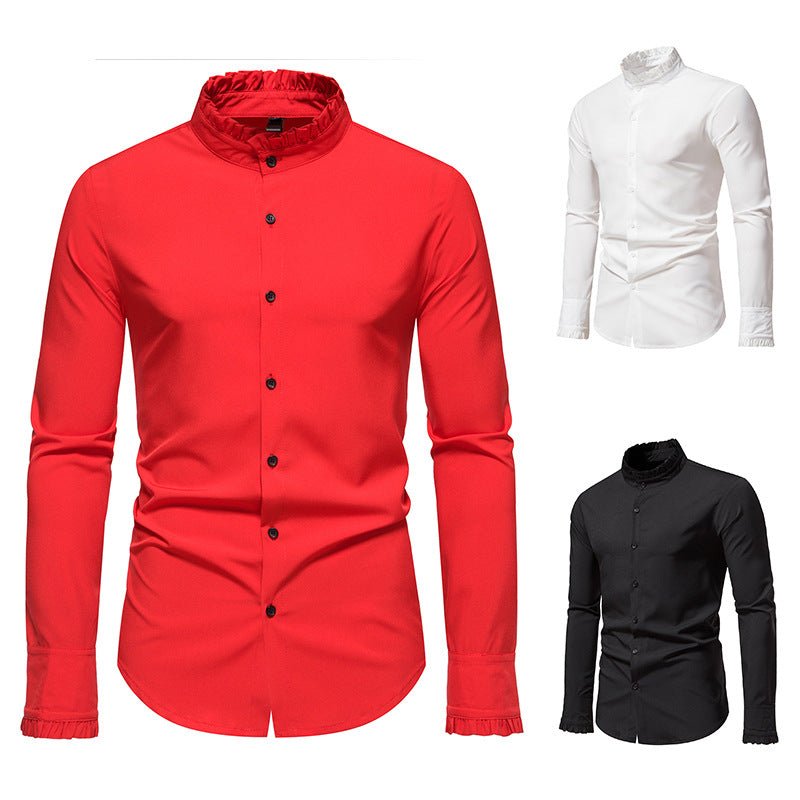 Herrer Elegant Mandarin Krave Dress Shirt Stilla