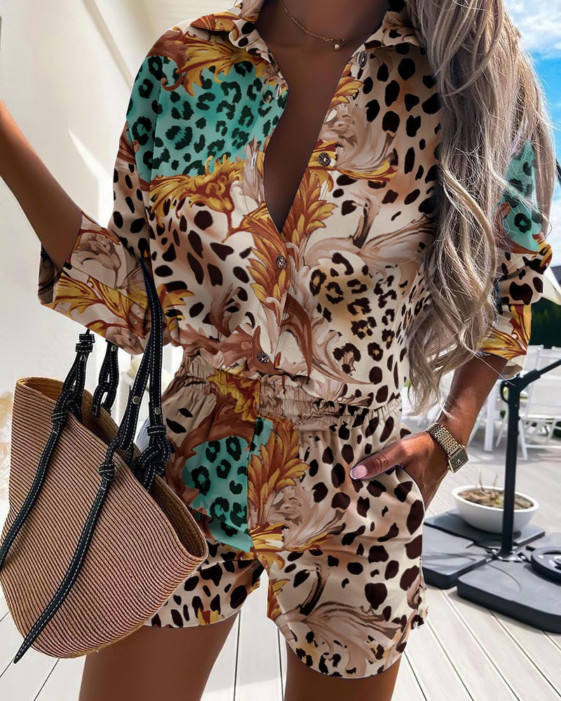 Damer Casual Jumpsuit med struktureret print og praktiske lommer Stilla