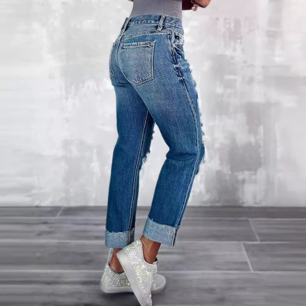 Dame Destroyed Boyfriend-jeans med høj talje og afslappet pasform Stilla