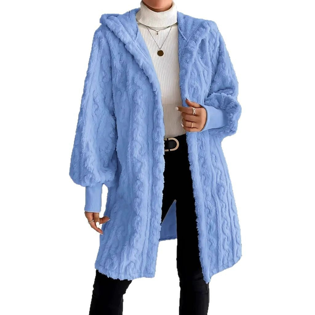 Dame afslappet hættetrøje lavet af slidstærk fleece med voluminøse ærmer Stilla