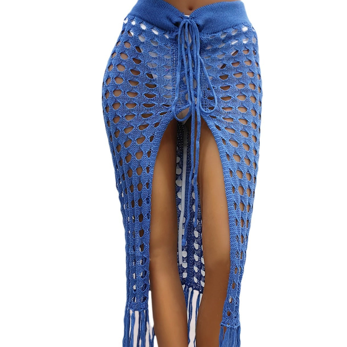 Dame elegant hækle nederdel med lange slids og trendy frynser Stilla