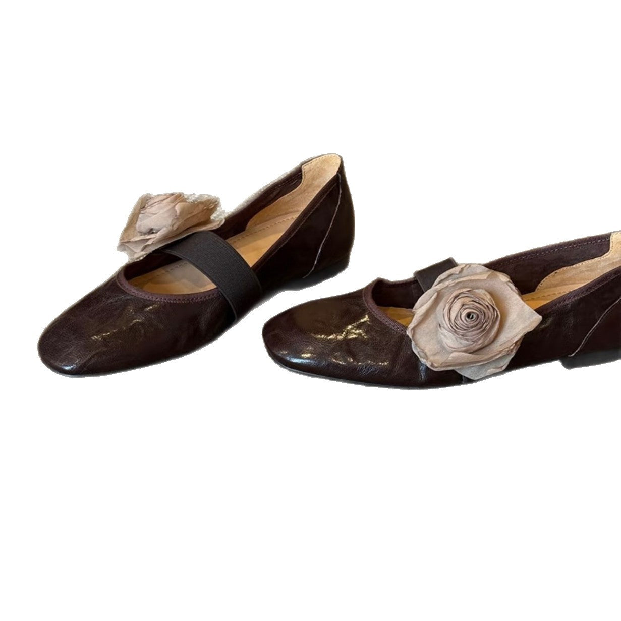 Dame Elegant Justerbare Stropper Ballerina Flade Sko med Blomstermotiver Stilla