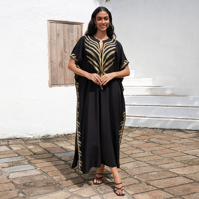 Dame elegant kaftan med kunstfærdigt gulvmønster Stilla