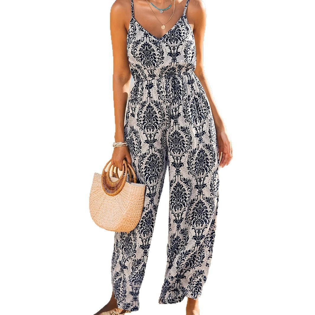 Damer Løs Jumpsuit med dyb V-udskæring og bredt ben Stilla