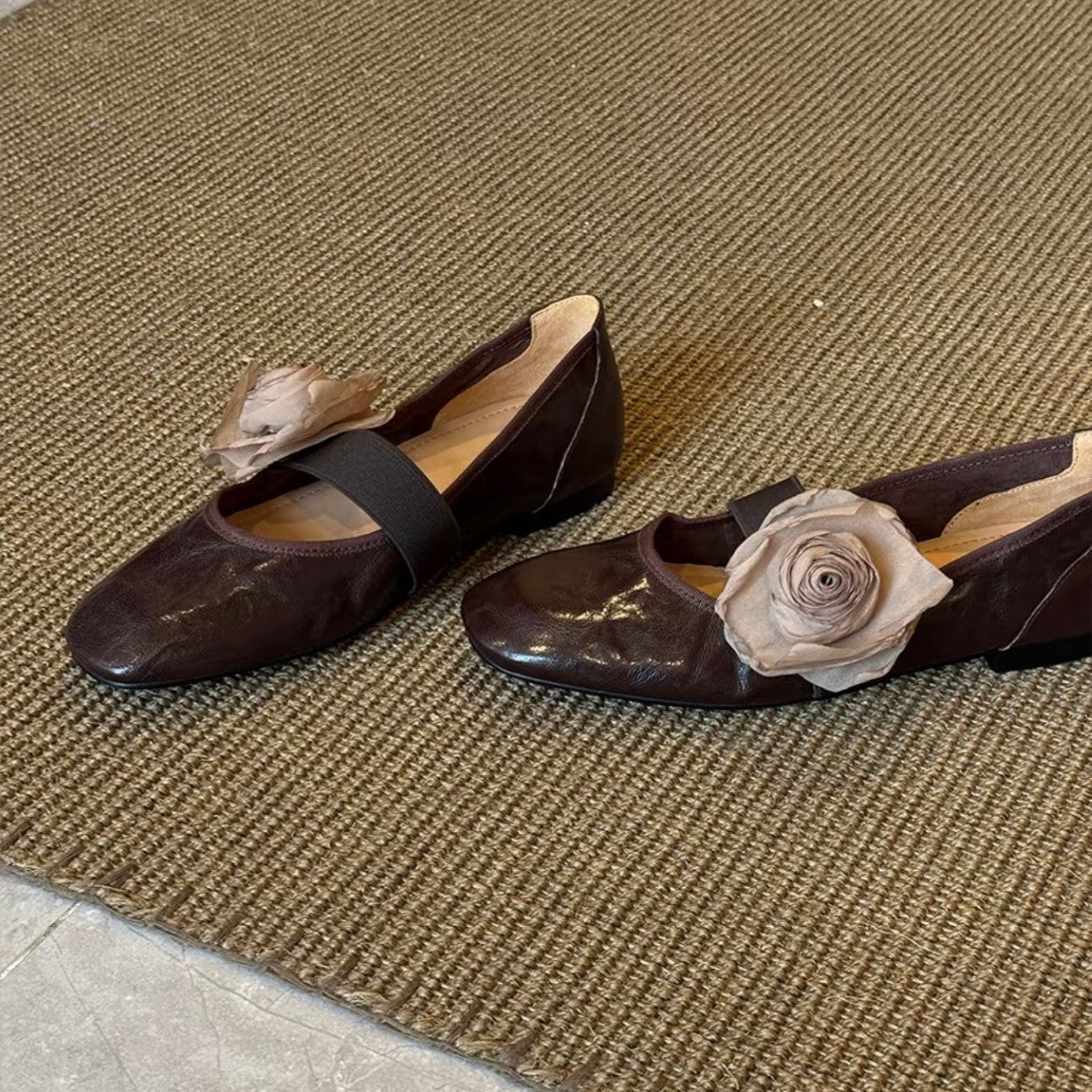 Dame Elegant Justerbare Stropper Ballerina Flade Sko med Blomstermotiver Stilla