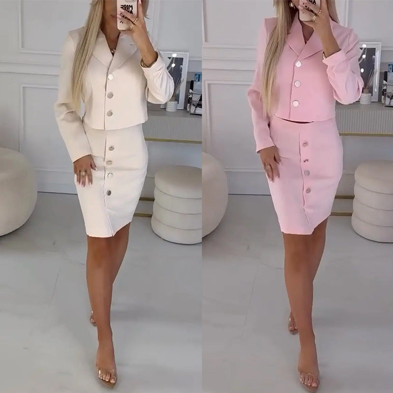 Dame Elegant Blazer-Kjole med moderigtig knaplukning og figursyet silhuet Stilla