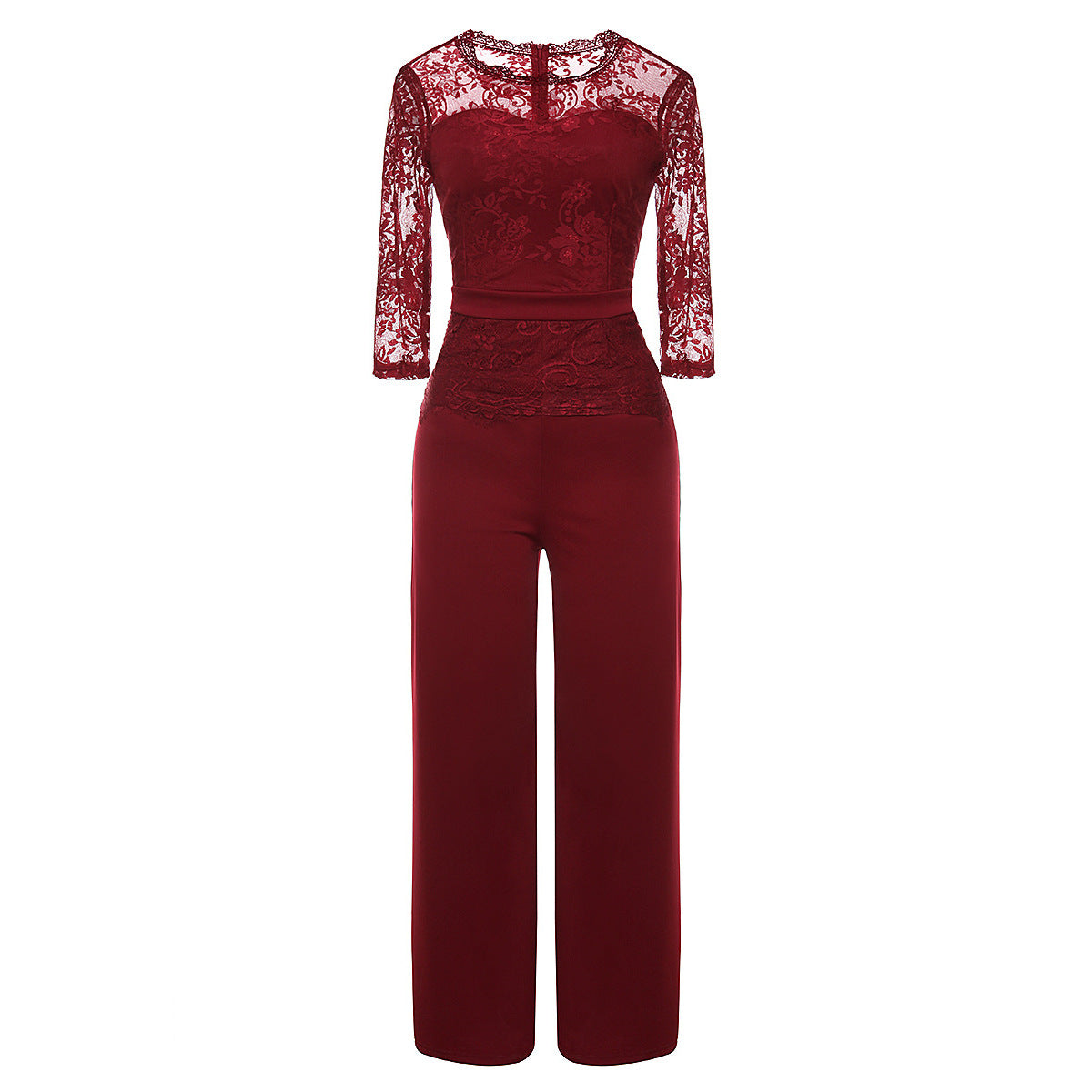 Dame Elegant Jumpsuit med spidstop og vid ben Stilla